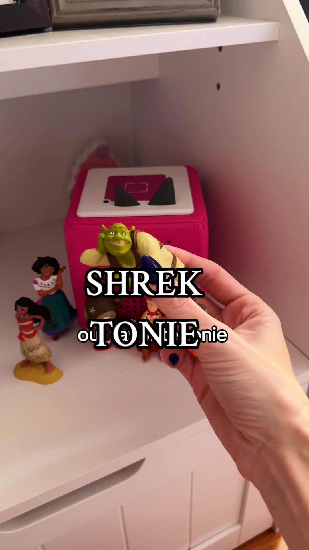 TikTok post by @taylorhmcleod for tonies. Caption reads: @tonies US #shrek #shrektonie #toniebox #tonies .