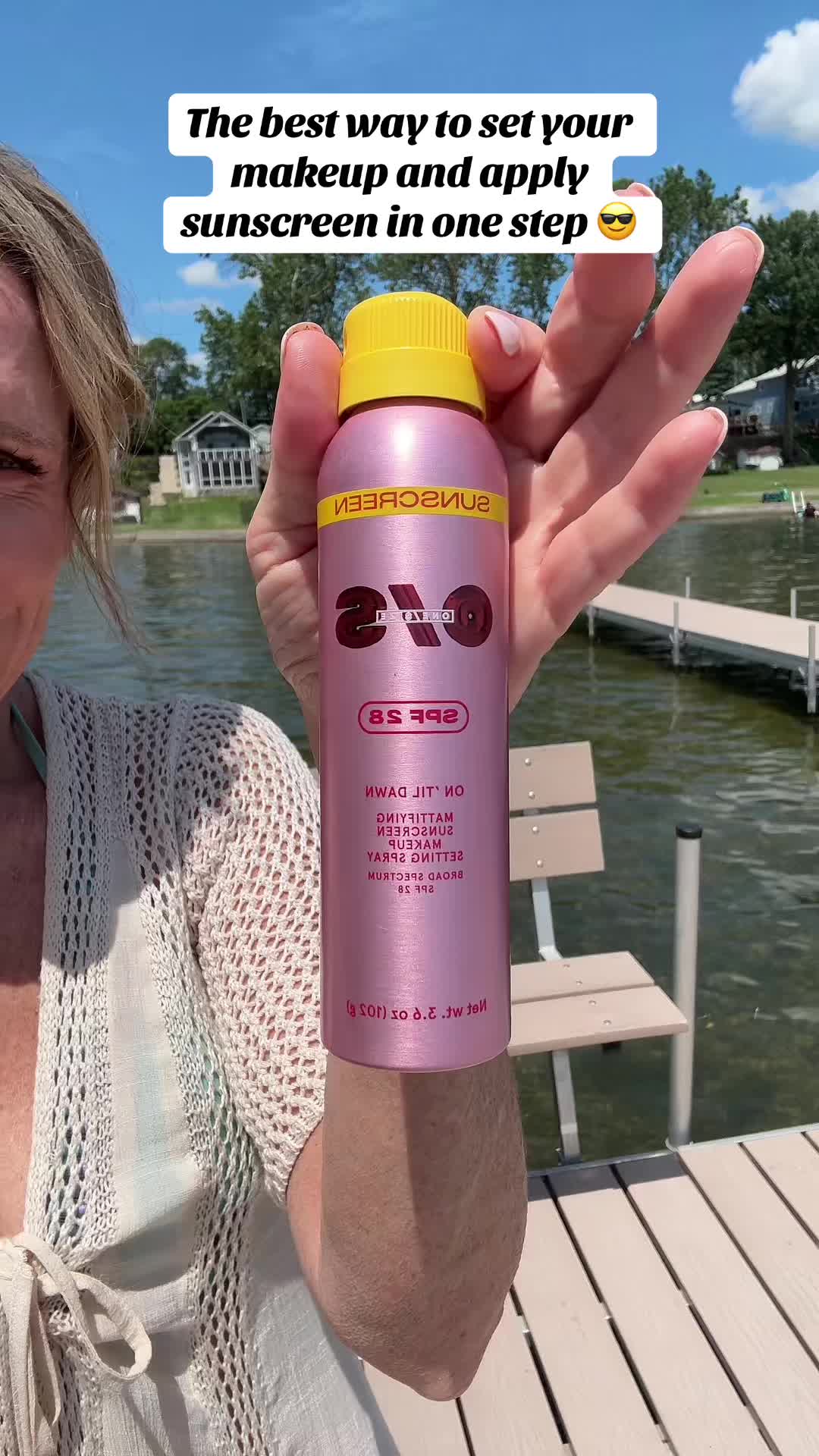 TikTok post by @girlsourage for ONE SIZE BEAUTY. Caption reads: Obsessed with this @ONE SIZE BEAUTY Setting Spray....