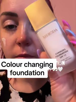 TikTok post by @er_bilingualbeauty for Meroda Cosmetics. Caption reads: [...] try a colour-changing foundation? @Meroda....