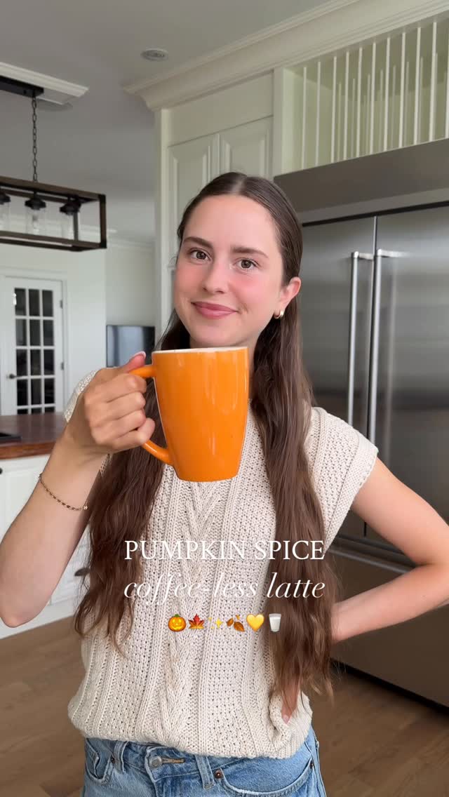 Instagram post by @healthynumnumblog for Earth’s Own. Caption reads: Healthy Pumpkin Spice Coffee-Less Latte! Follow....