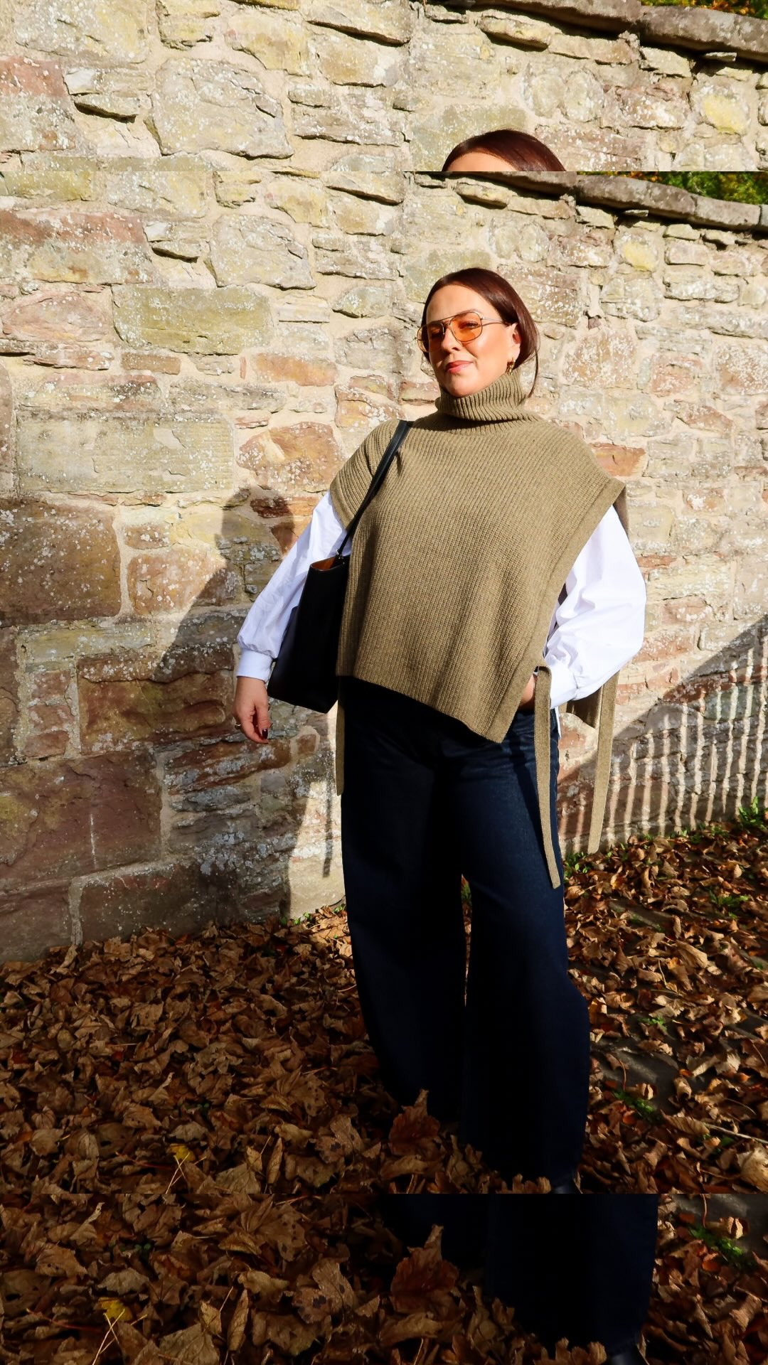 Instagram post by @gillian_loves_ for Mulberry. Caption reads: Watch me wear this vest and shirt on repeat 🤎....