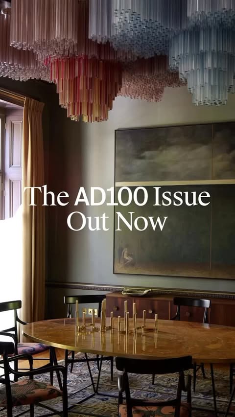 Instagram post by @amyastley for Architectural Digest. Caption reads: #AD100 issue out now…..read cover story at link in....
