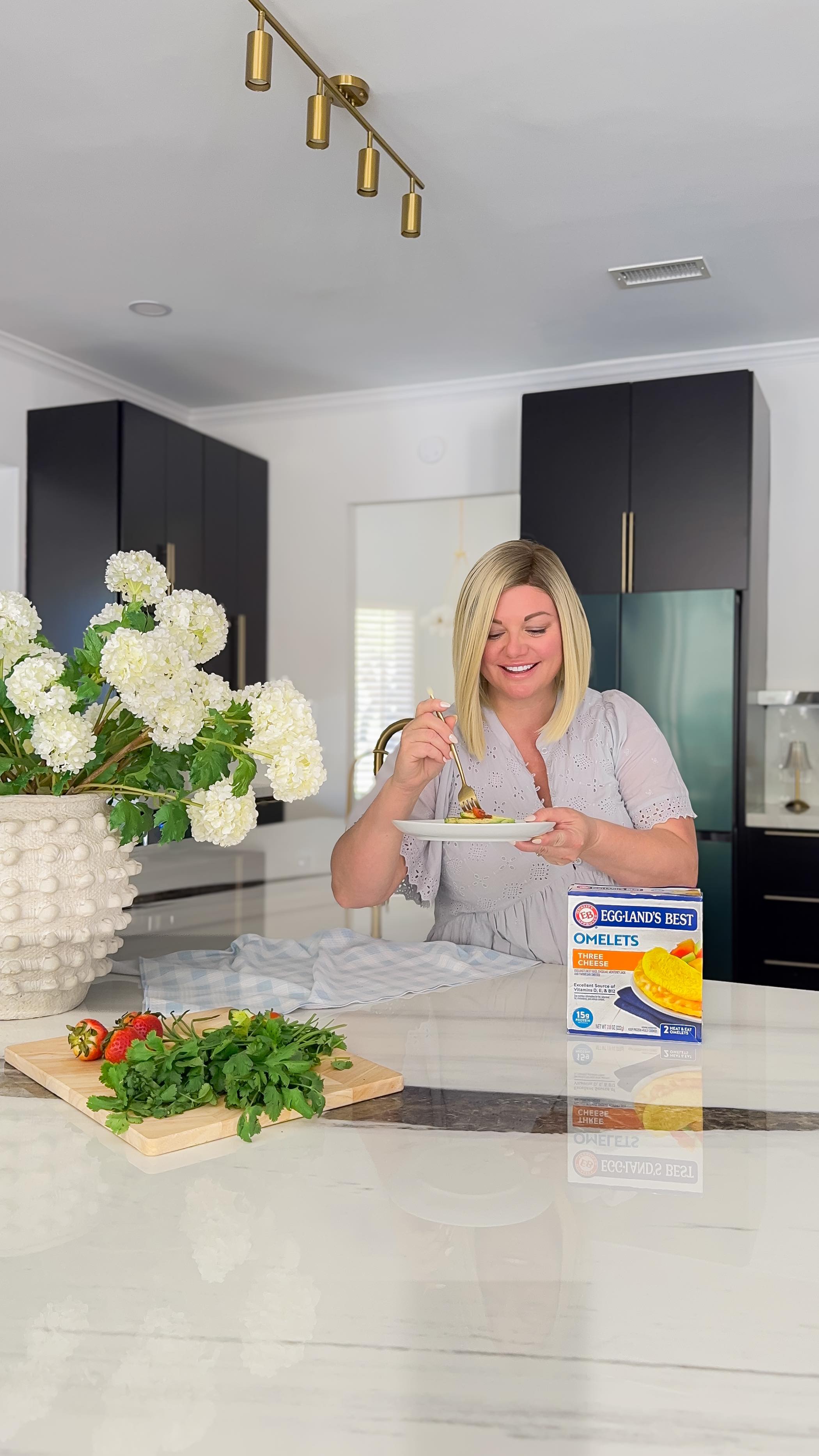 Instagram post by @kristensellentin for Eggland's Best. Caption reads: Busy mornings just got a whole lot easier with....