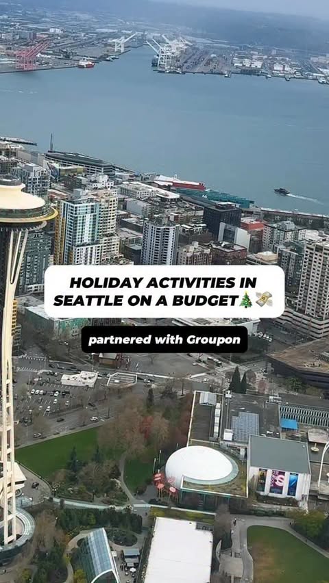 Instagram post by @living.inseattle for Groupon. Caption reads: HOLIDAY ACTIVITIES in Seattle on a budget? (info....