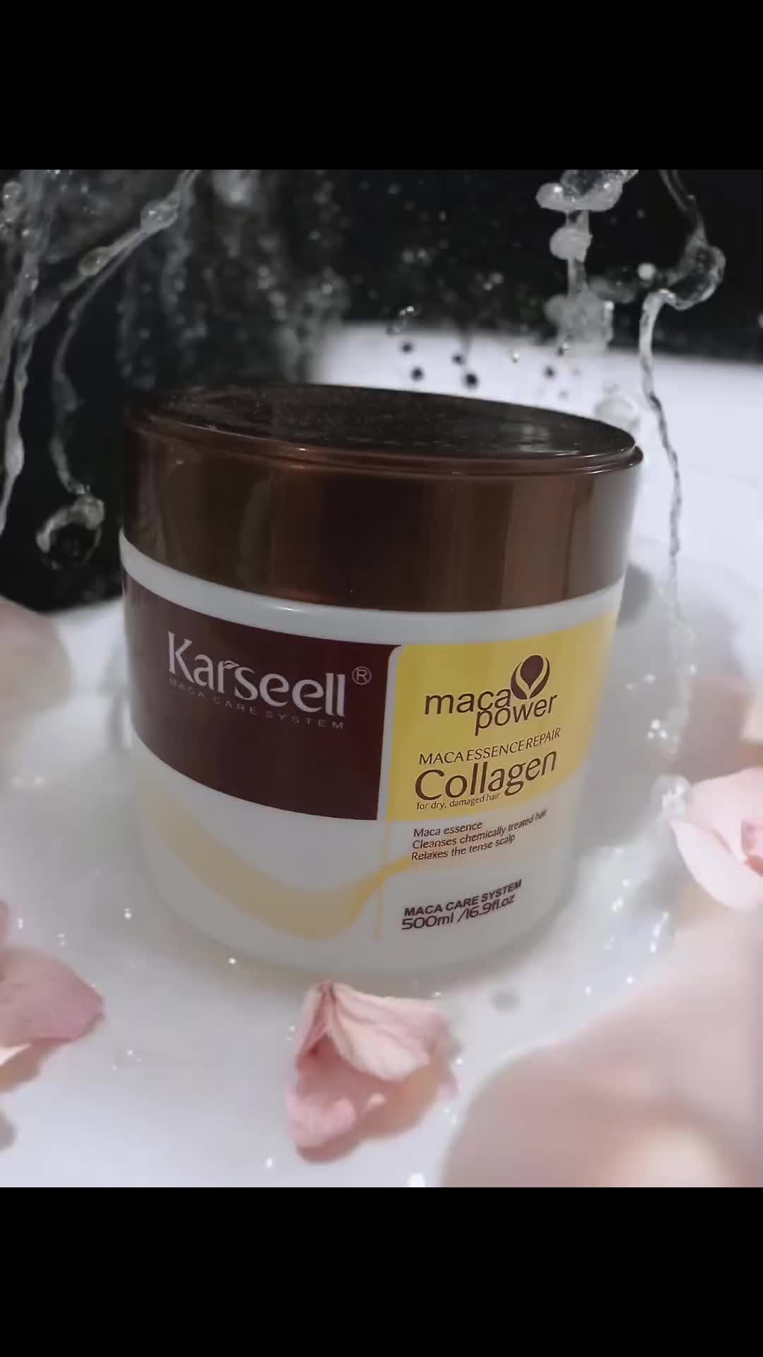 TikTok post by @yulibehtcontreras for Karseell Collagen. Caption reads: [...] cabello con esta mascarilla #hair....