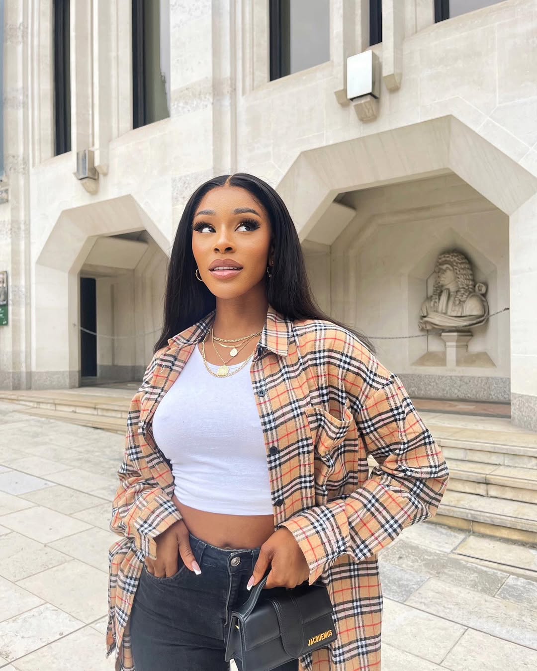 Instagram post by @itsmariammusa for ISAWITFIRST. Caption reads: You know I love a dupe 🙃
Full outfit @isawitfirst....