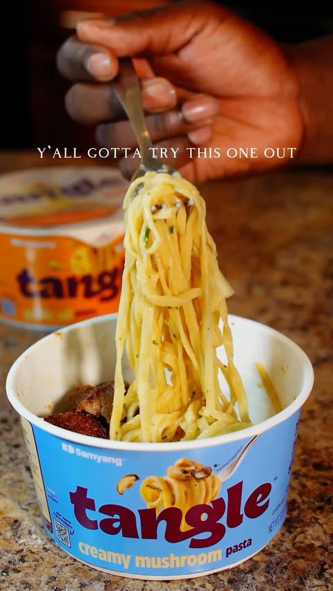 Instagram post by @tangle_pasta for Kroger. Caption reads: [...] 🍜🥩🔥 Tangle Pasta launched at select....