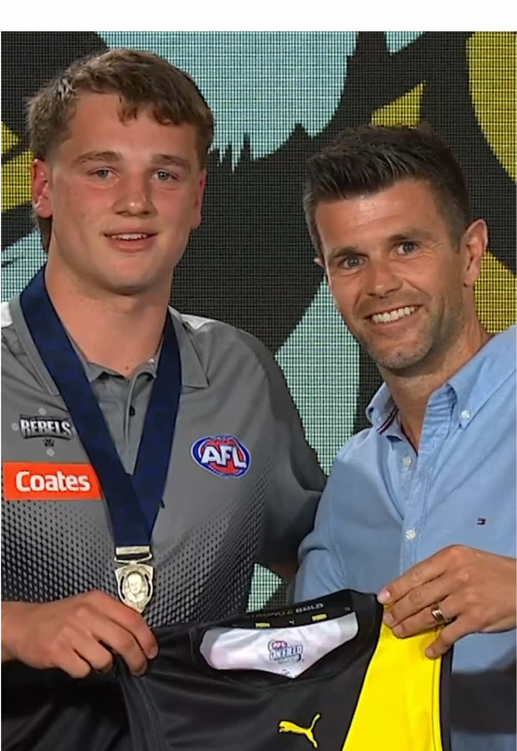 TikTok post by @afl for Telstra. Caption reads: The moment @sammylalorr was selected with the....