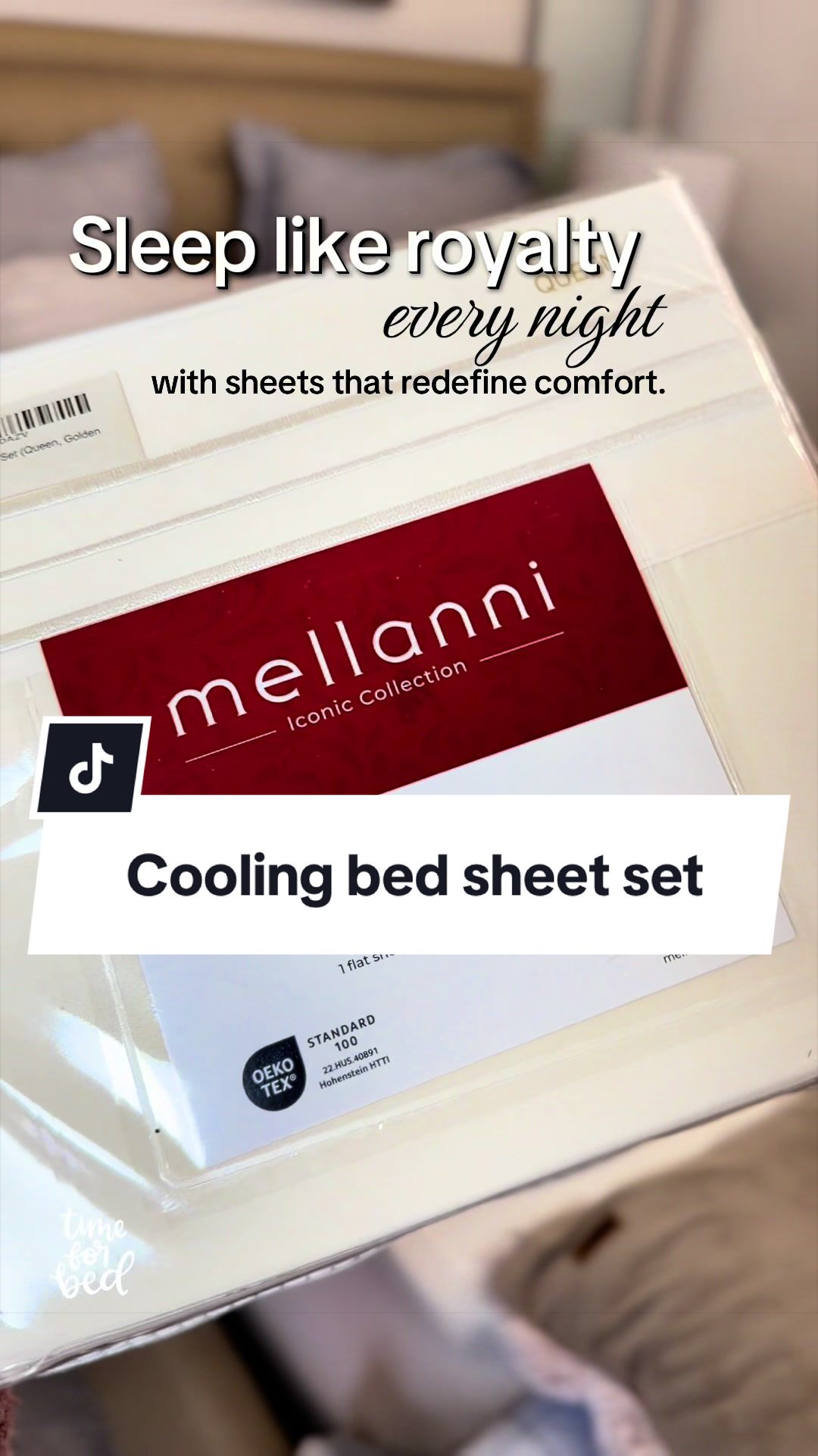 TikTok post by @realangiern for Mellanni. Caption reads: [...] comfort to your bedroom with the Mellanni....