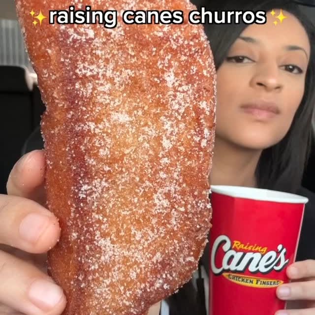 Instagram post by @sophiesophss for Halfday Iced Tea. Caption reads: Raising canes churro hack w/ @drinkhalfday....