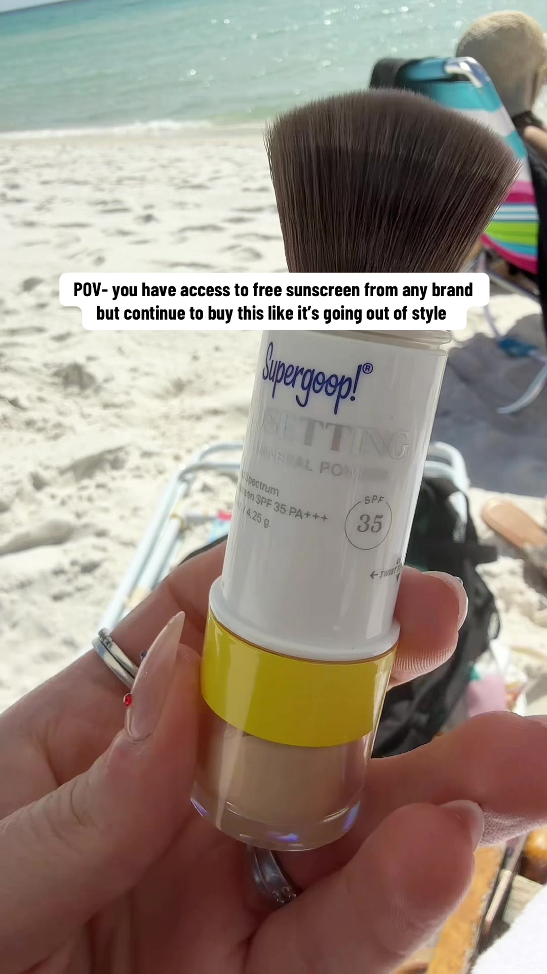 TikTok post by @redheadmomma08 for Supergoop. Caption reads: [...] sunscreen I want in my bag @Supergoop....