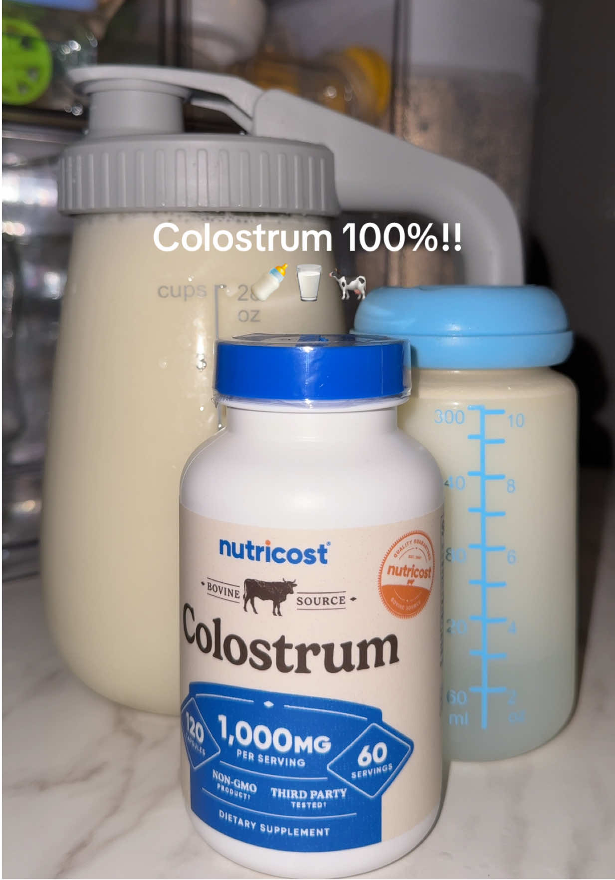 TikTok post by @lalaavl1 for Nutricost. Caption reads: [...] 6-8 oz each pumping session✨ thanks to....