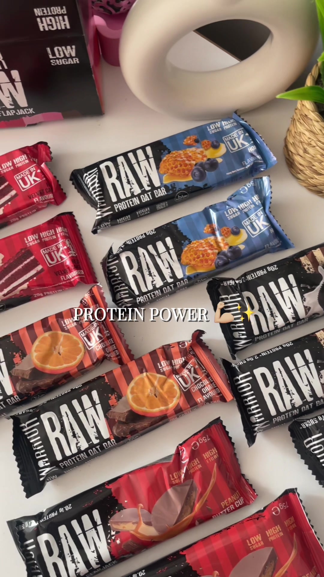 TikTok post by @chxyell for WarriorSupps. Caption reads: High protein. Real oats. Pure energy 💪🏼 @Warrior....