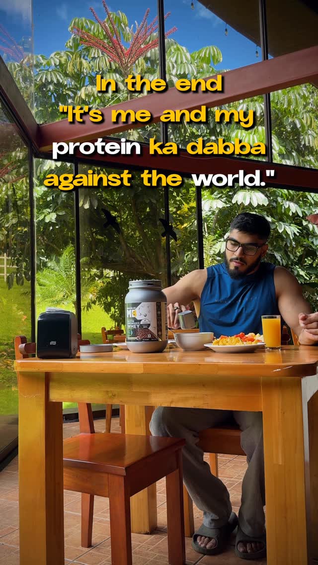 Instagram post by @parthaesthetix for MuscleBlaze. Caption reads: Miss that air of Costa Rica

Protein dabba from....