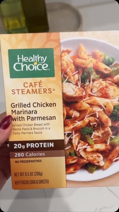 Instagram post by @smaller_sam.pcos for Healthy Choice. Caption reads: #ad Look for the new “On Track” GLP-1 friendly....