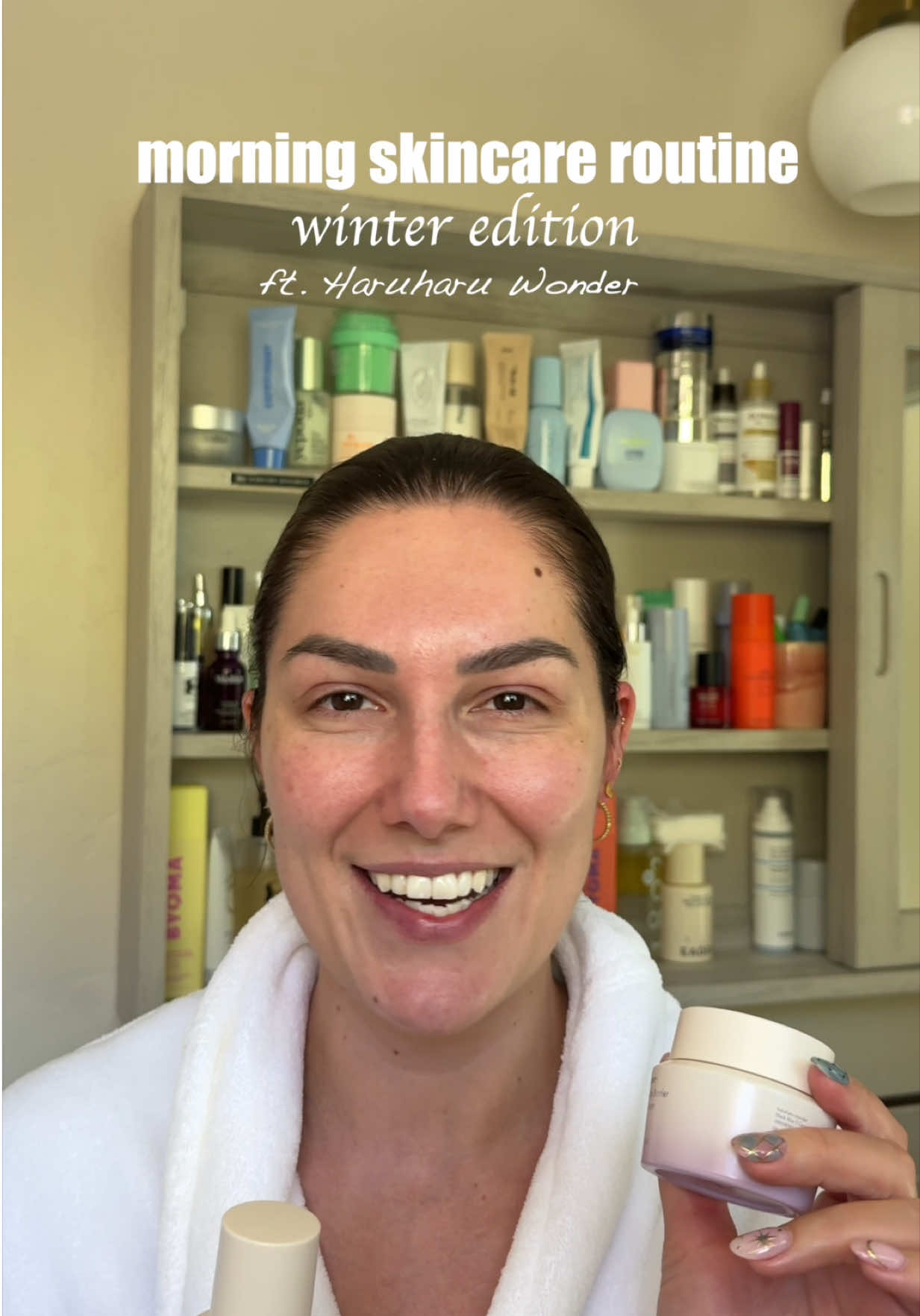 TikTok post by @adaatude for Experiment Beauty. Caption reads: my winter skincare routine ft. @haruharu wonder....