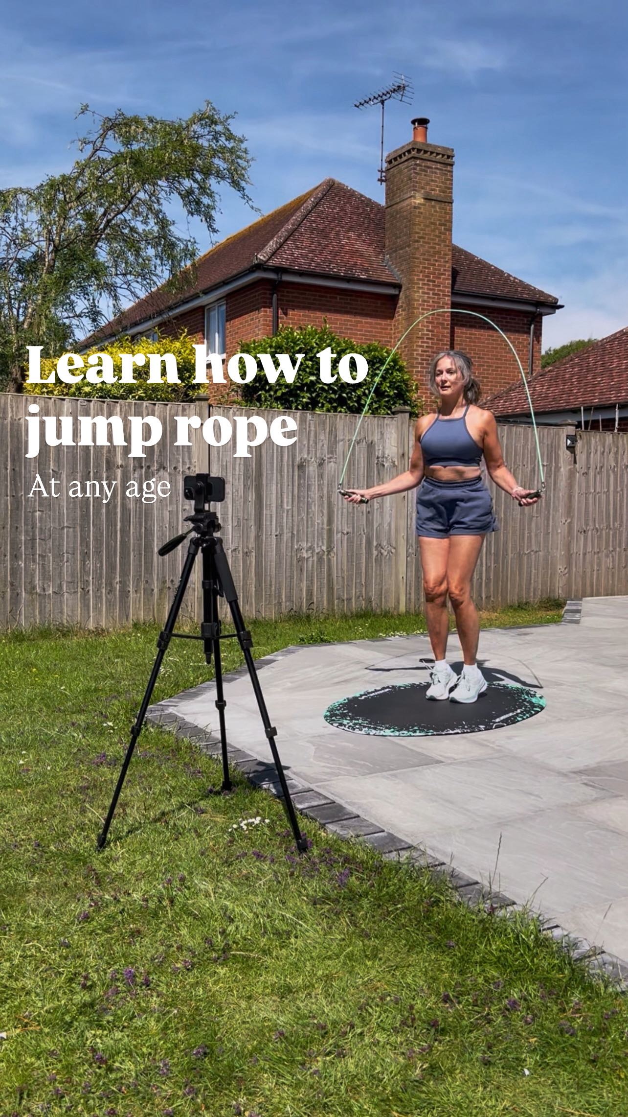 Instagram post by @hergardengym for Crossrope. Caption reads: [...] ❤️ learning how to jump rope with....