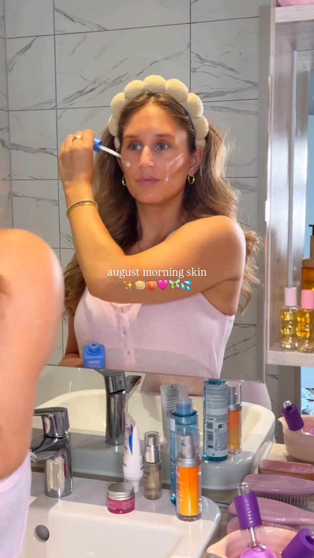Instagram post by @byemmaleah for Murad Skincare UK. Caption reads: august morning skin ✨🥞🍑🩷🧚‍♂️💦

never want....