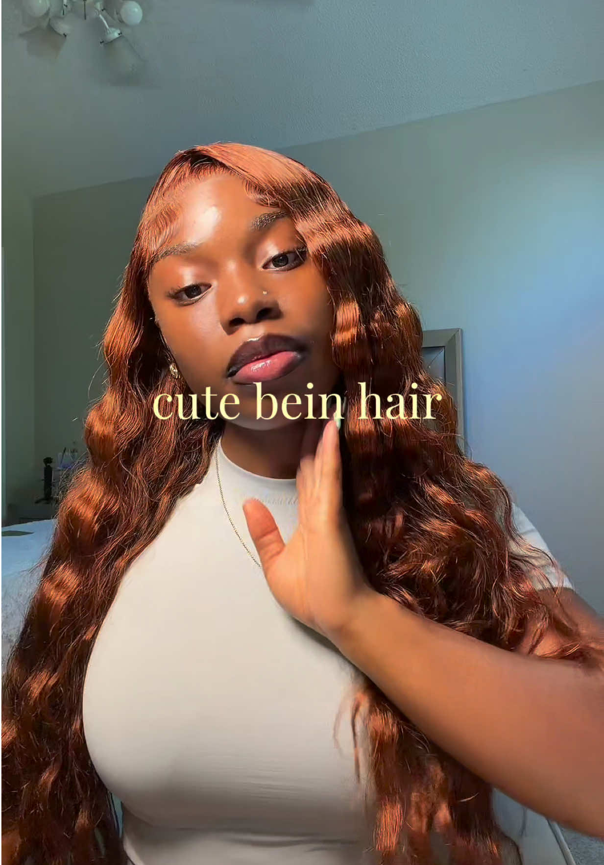 TikTok post by @kaylanjoyy for Cute Bein Hair Shop. Caption reads: [...] brown. Thick & true to length 😍😍@Cute Bein....