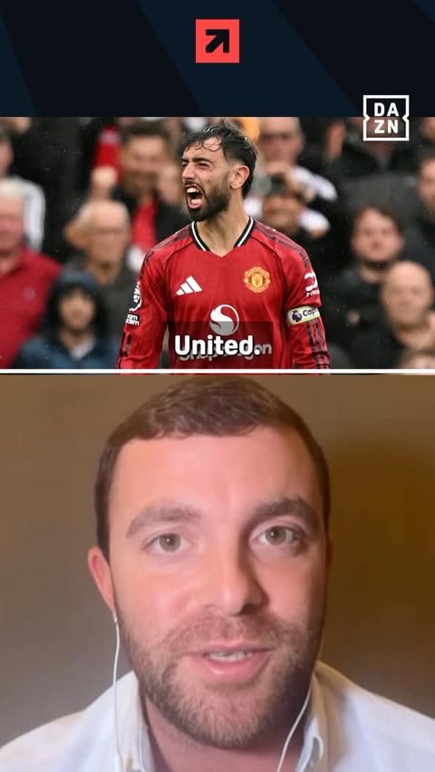 Instagram post by @dazn for DAZN Football. Caption reads: Is Bruno Fernandes leaving Manchester United? 🎤....