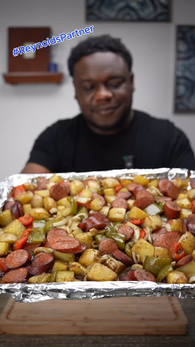 Instagram post by @atlchefd for Reynolds Brands. Caption reads: #ReynoldsPartner Sausage, Potatoes, Onions, And....