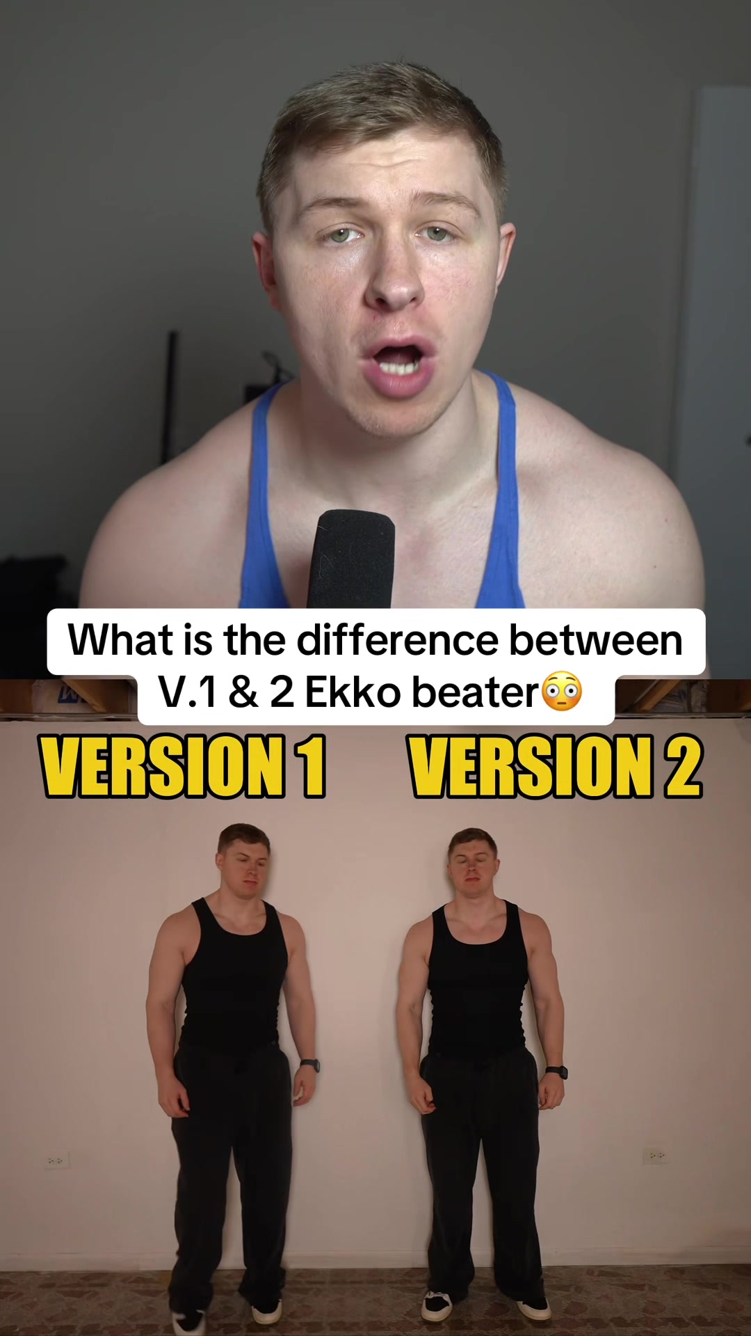 TikTok post by @charliecaruso8 for Ekkovision. Caption reads: I prefer the version 2 #workout #ekkovision....