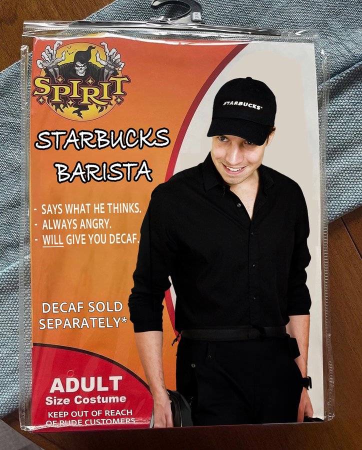 Instagram post by @josiahschneider for Spirit Halloween. Caption reads: Had to hop on this trend.....