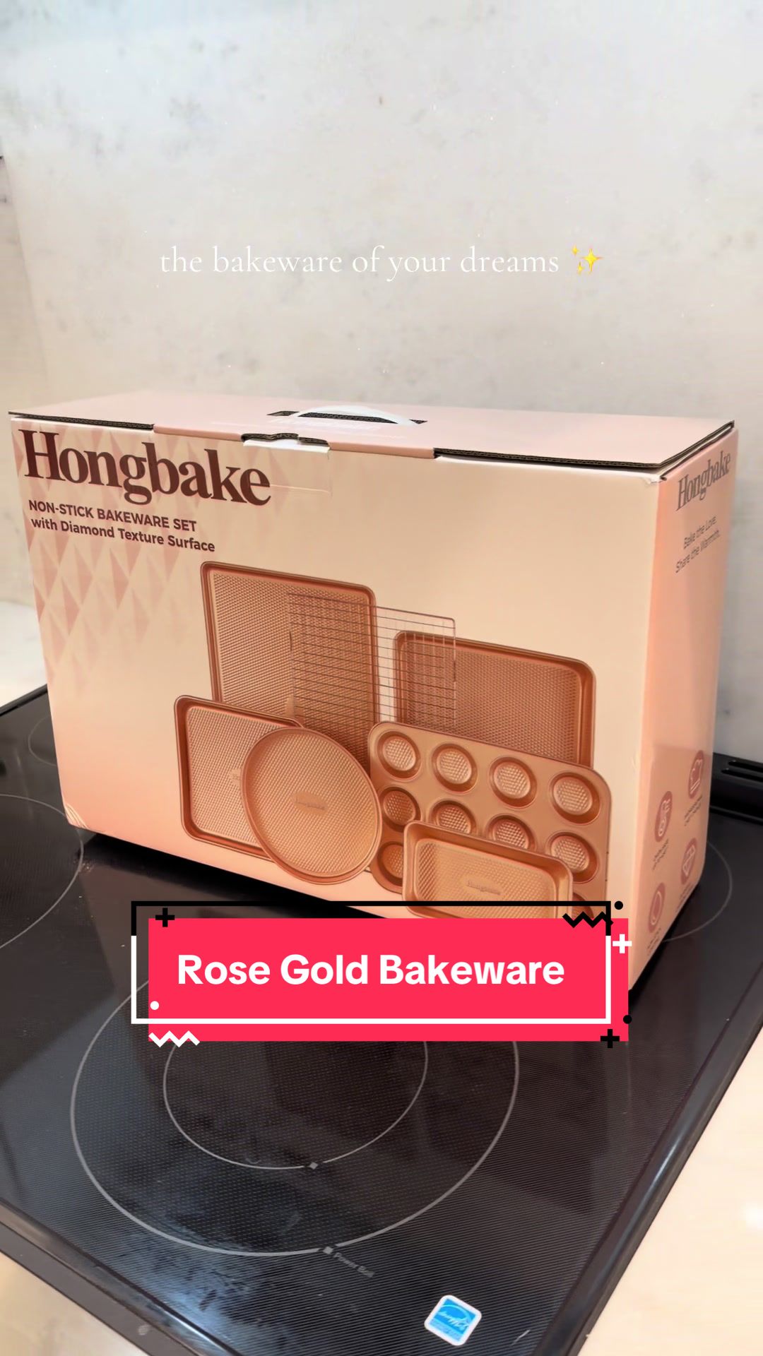 TikTok post by @rachie_b_04 for Kit Experto. Caption reads: The most dreamy bakeware ✨💛 rose gold, on sale,....