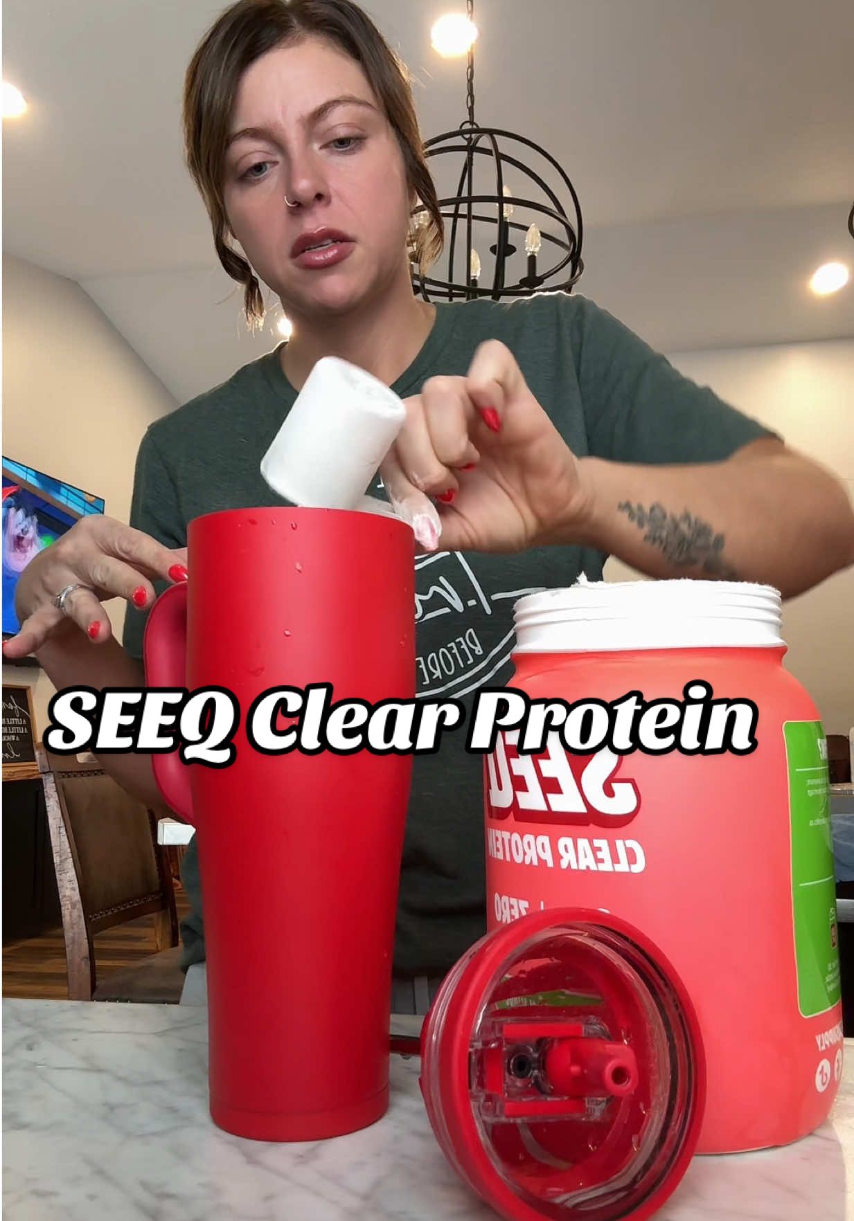 TikTok post by @thatunfilteredmamakacie for SEEQ SUPPLY. Caption reads: [...] #protein #water #healthylifestyle @SEEQ....