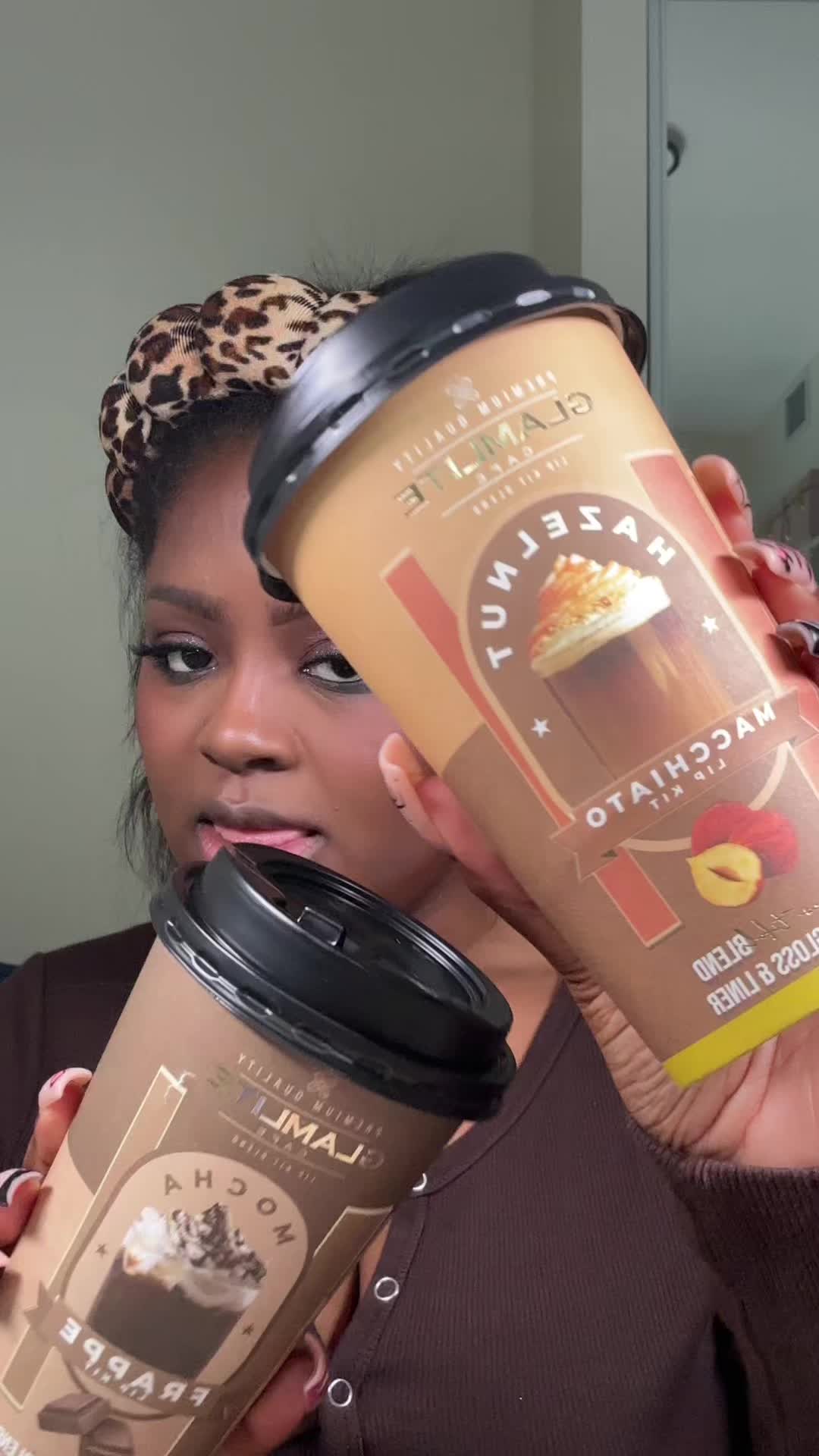 TikTok post by @missdarcei for Glamlite. Caption reads: Trying the Glamlite Fall Coffee Lip Kits @Glamlite....