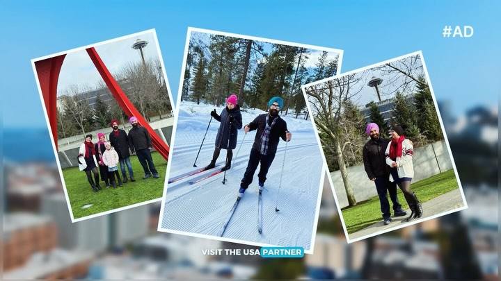 Instagram post by @harjinderkukreja for Visit The USA. Caption reads: #Ad From the vibrant city life of Seattle to the....