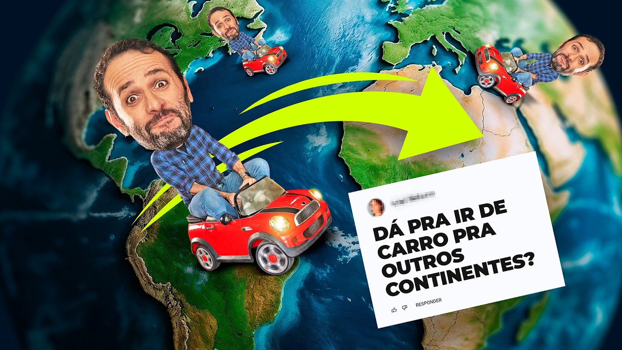 YouTube post by @manualdomundo for Revolut. Caption reads: Dá pra VIAJAR pra OUTRO CONTINENTE de CARRO? Iberê....