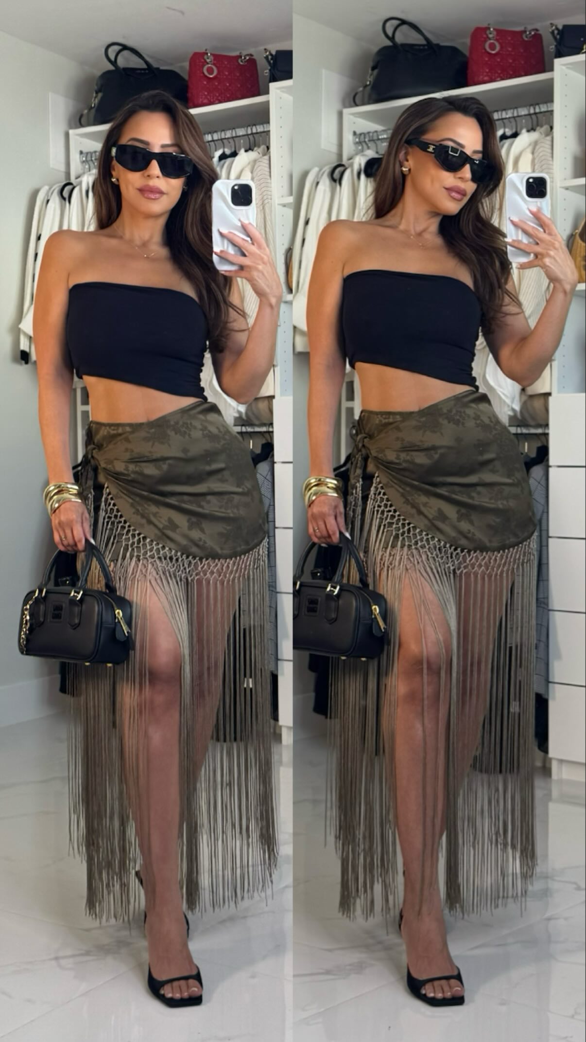 Instagram post by @danidanisu for 12th Tribe. Caption reads: Mama got dressed up ☺️ in the cutest fringe SKIRT ....