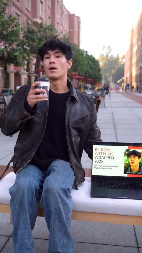 Instagram post by @prestonrack for Canva. Caption reads: top 3 perspectives on love 2025 #DesignedWithCanva....