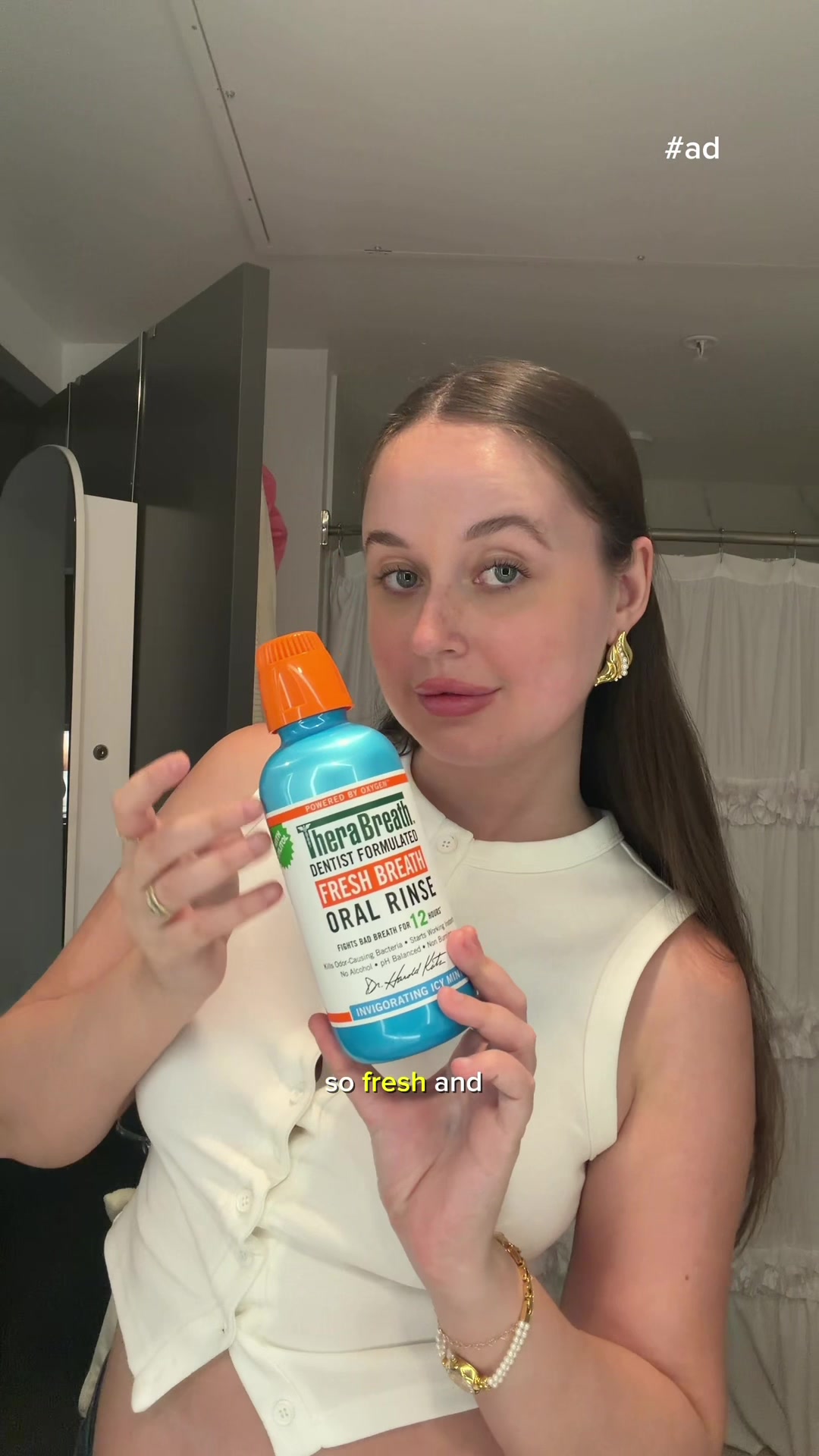 TikTok post by @itshayleealexis for TheraBreath. Caption reads: [...] to stock up on my fav @TheraBreath US....