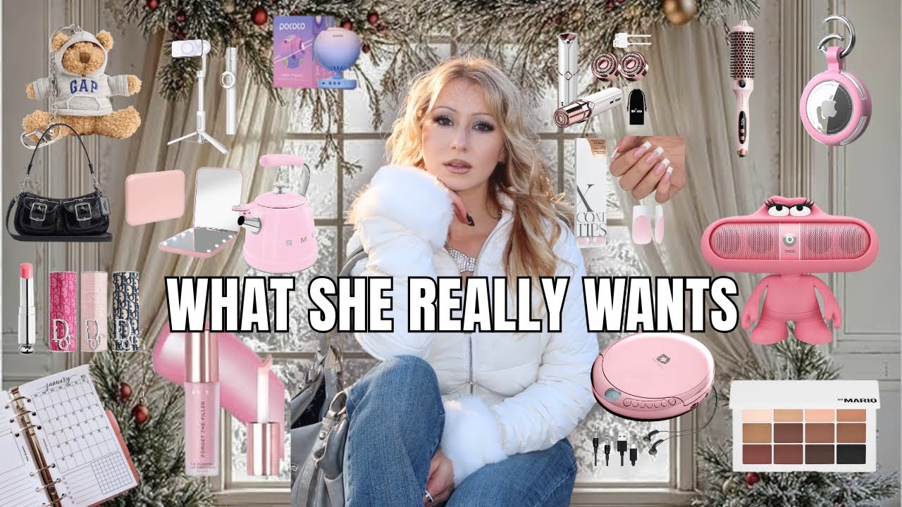 YouTube post by @sarahchi0 for POCOCO. Caption reads: Christmas Gift guide for the Not-So-Basic Girl 🎀✨....