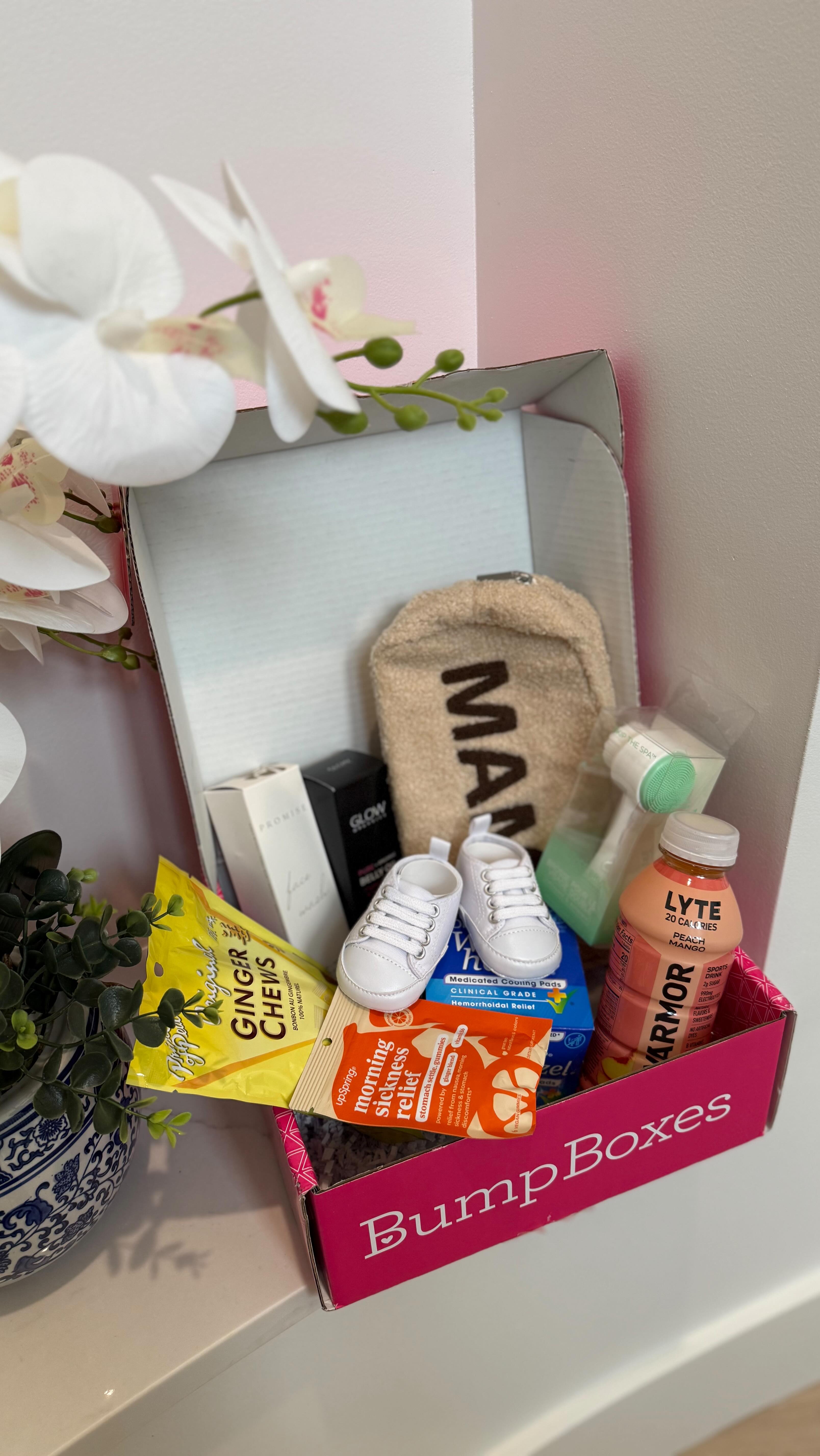 Instagram post by @nataliyastrizheus for Bump Boxes. Caption reads: @bumpboxes Each item is handpicked for exact stage....