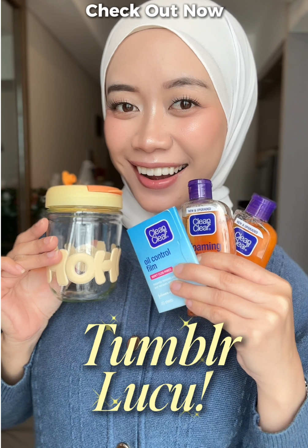 TikTok post by @ulfaalhanif for Clean & Clear. Caption reads: Bye jerawat! 👋🏻 #antiacne #beautytok....