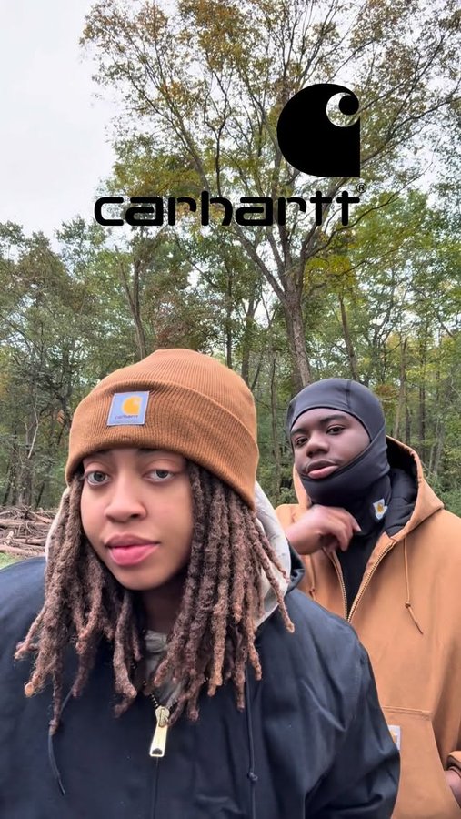 Instagram post by @madechinajay for Carhartt. Caption reads: @carhartt keeping us warm this winter 🔥 #carhartt....