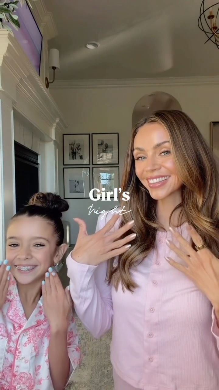 Instagram post by @dthompsy for Olive & June. Caption reads: #ad Girl’s night means mani in minutes with....