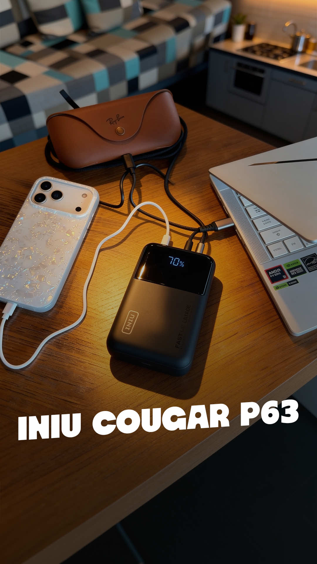 TikTok post by @fatihlyfe for INIU. Caption reads: [...] this small could power my entire setup.....