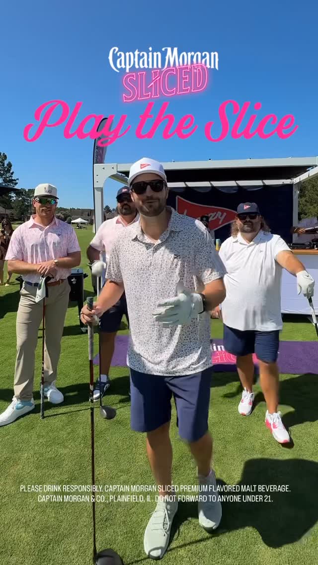 Instagram post by @breezygolf for Captain Morgan. Caption reads: Play the Captain Morgan Sliced Hole with West at....