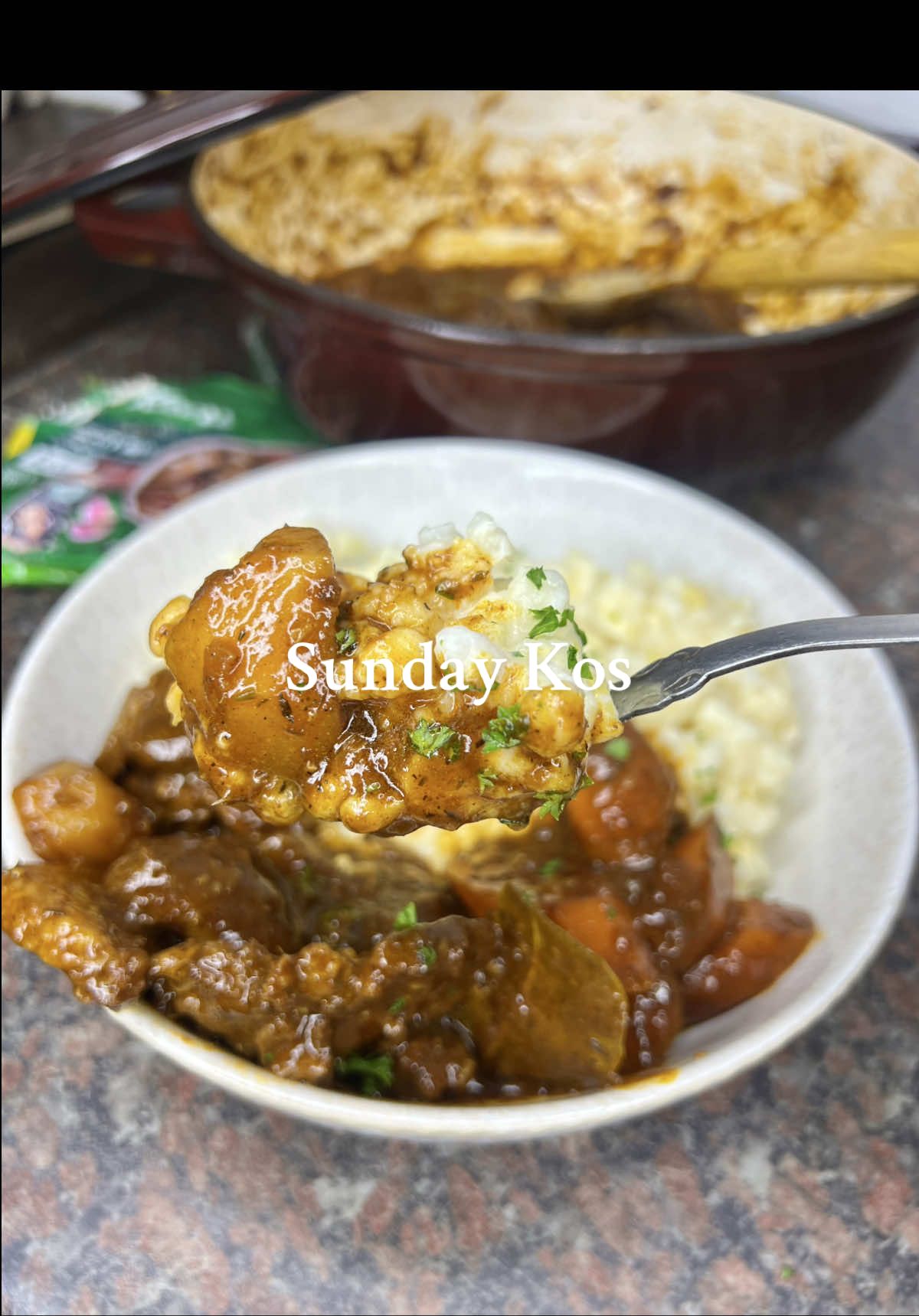 TikTok post by @grace_the_cookist for Knorr. Caption reads: This Creamy Samp and Beef Stew was the perfect....