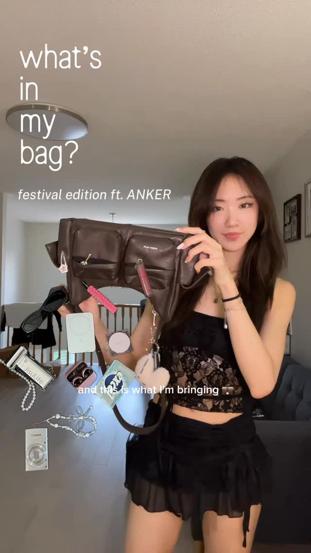 Instagram post by @michelllekwon for AnkerMake. Caption reads: my festival essentials ft. @anker_official....