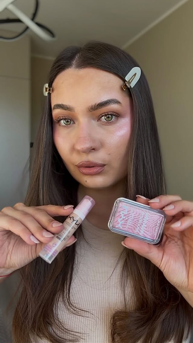 Instagram post by @justyna.kujawaa for NYX Professional Makeup Polska. Caption reads: Less makeup, more glow ✨ 👉🏼 NYX Professional....
