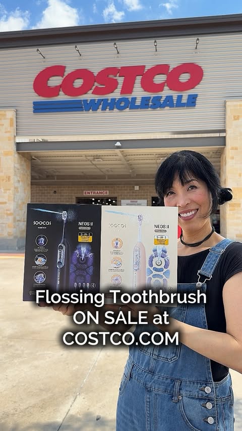 Instagram post by @costcotv for Soocas Oral Care Management. Caption reads: A toothbrush that flosses too?! 🪥💦 Costco.com....