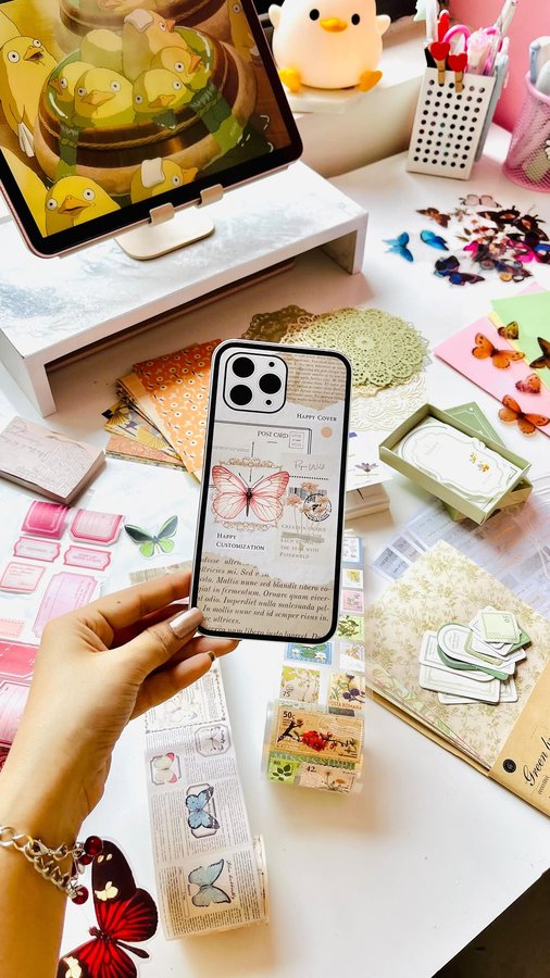 Instagram post by @shades.of.my.feelings for Paperwrld. Caption reads: Unboxing DIY phone case summer box from....