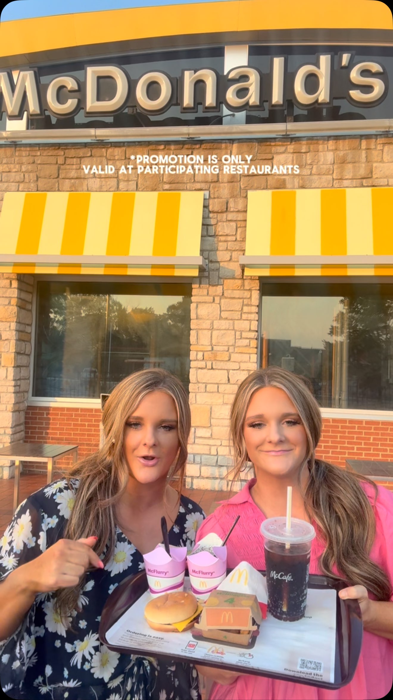 Instagram post by @kendallandkayleightwins for McDonald's. Caption reads: #ad #mcdonaldspartner Us: “ We’re not spending....