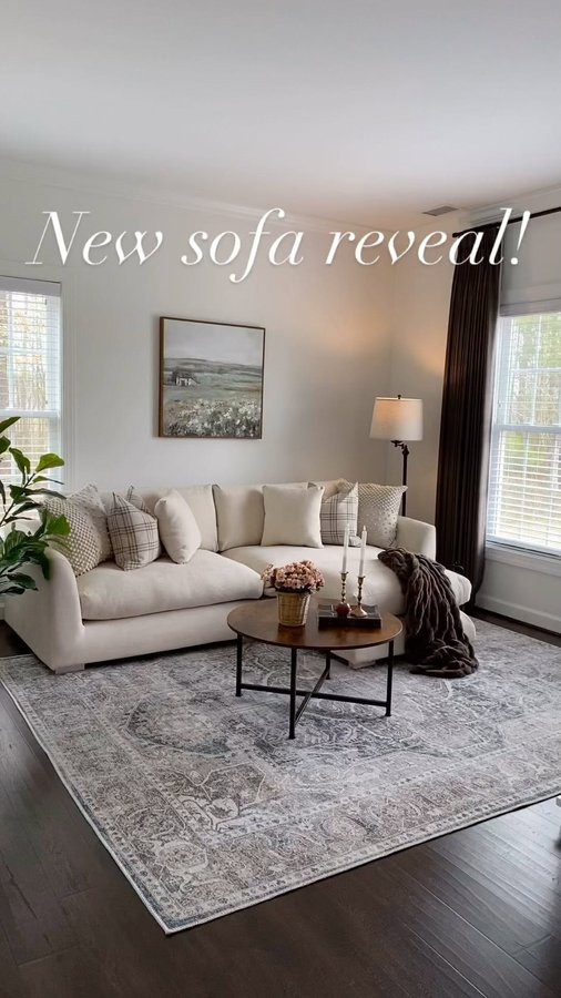 Instagram post by @betweendecor_and_sprinkles for 25home. Caption reads: Absolutely in love with my new sofa from....