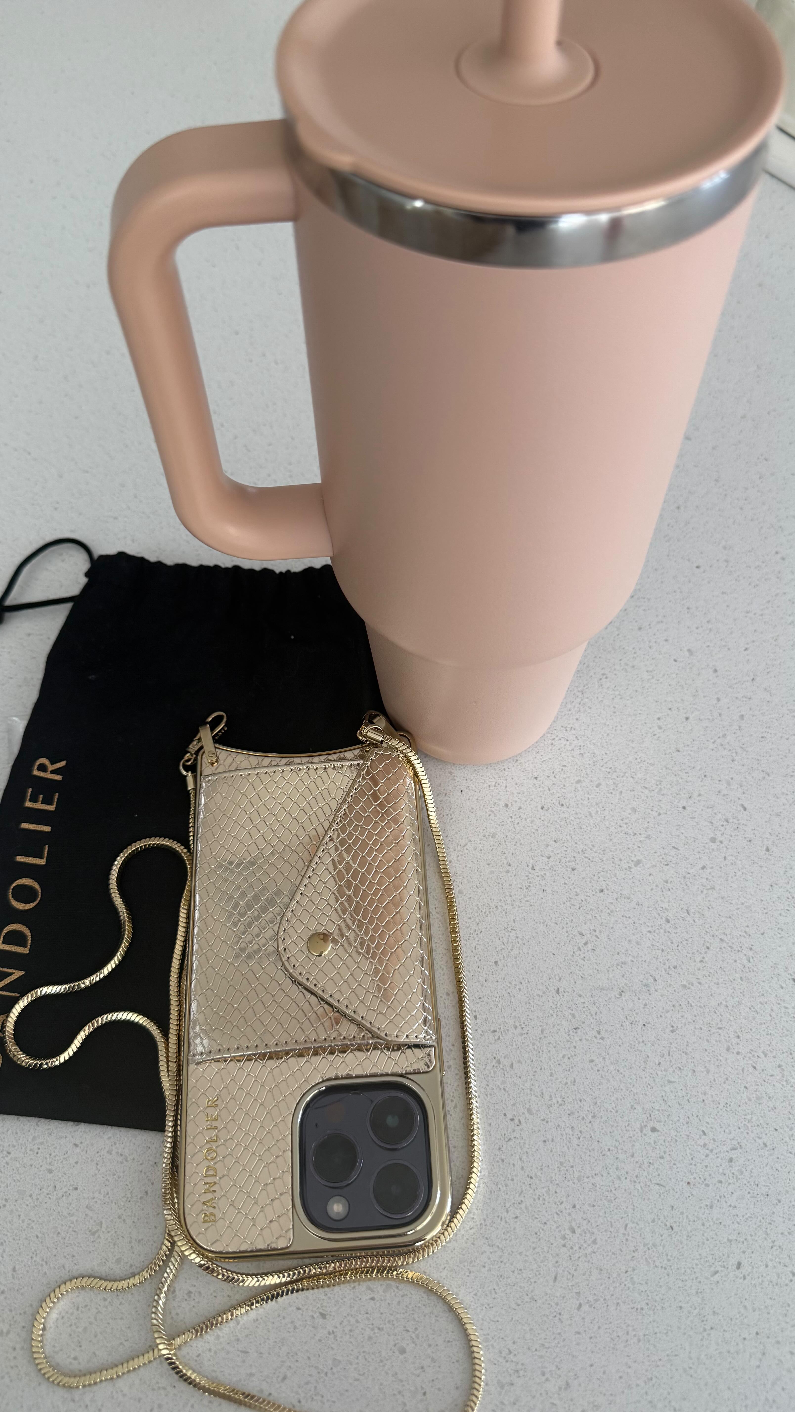 Instagram post by @melissa__mhanna for BANDOLIER. Caption reads: [...] phone case this much…..but the Gia by....